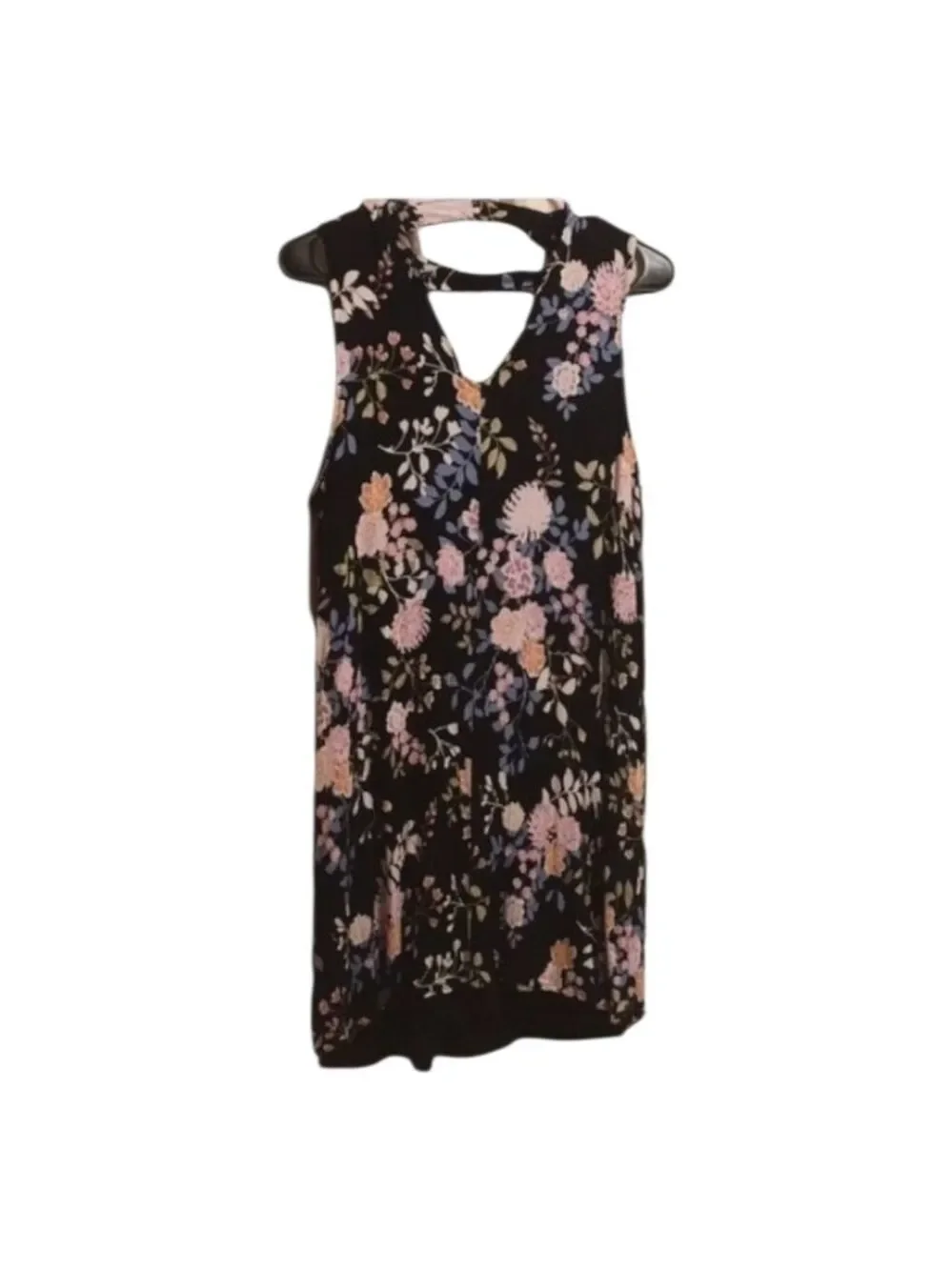 Peach Love California floral dress cut out lined 100% rayon size medium